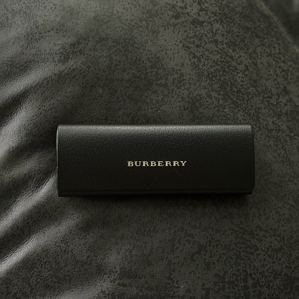 Burberry Black Leather Glasses Case with Gold Logo